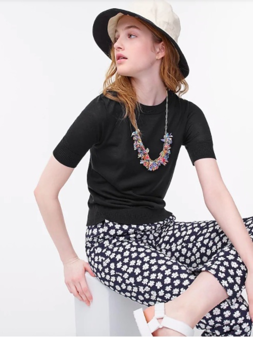 J. Crew Short-sleeve silk-blend crewneck sweater